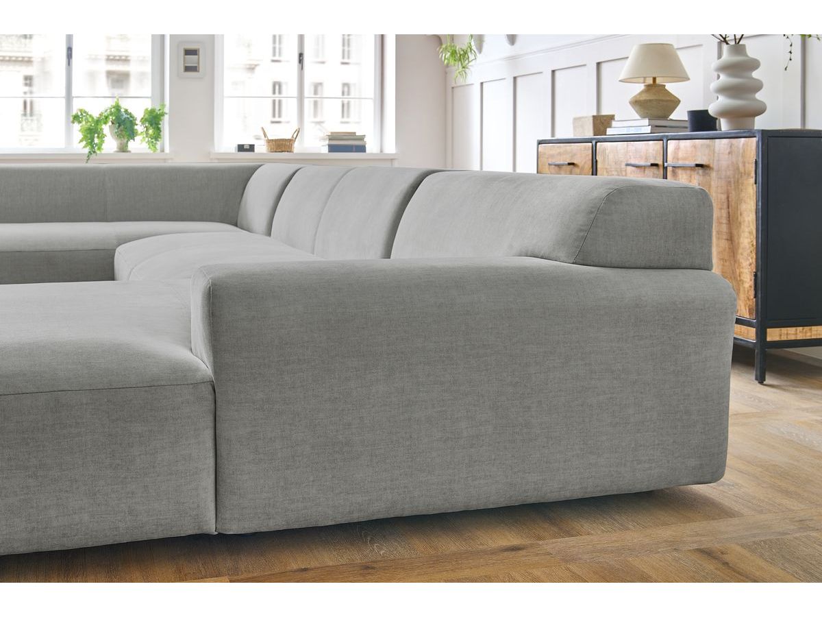 Bobochic Lavena Wohnlandschaft 399 × 220 cm Samt Hellgrau Ecke rechts