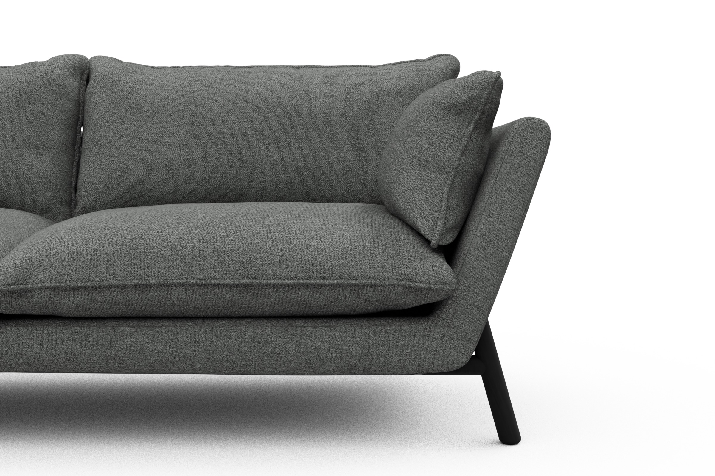 Sofa Emil PREMIUM 2-Sitzer Beinfarbe Eiche Schwarz Boucle-Ash-Grey