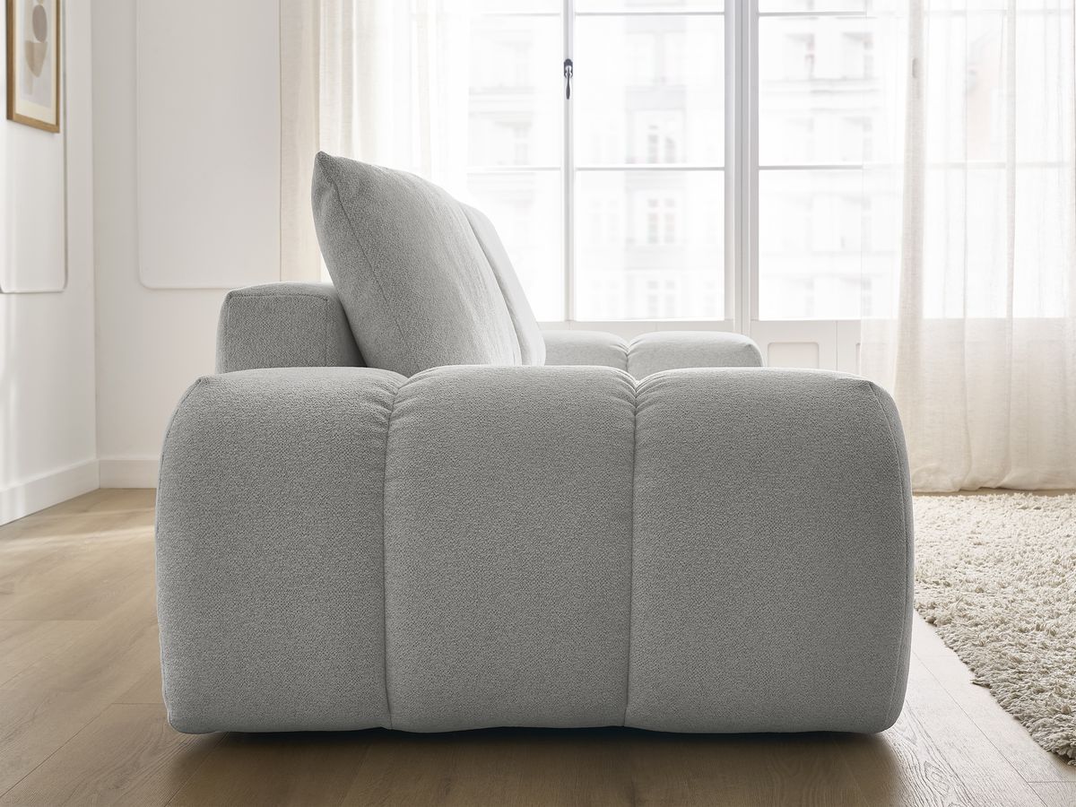 Bobochic Everest Sofa 3-Sitzer, 2 Kissen Melange-Stoff Hellgrau