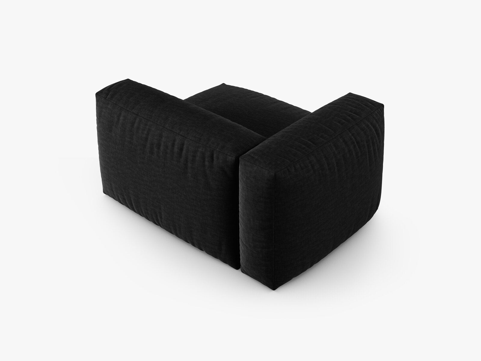 Micadoni Eckmodul mit Armlehne Martina 1-Sitzer 90cm Sitztiefe Links Strukturierter Stoff Boston Schwarz