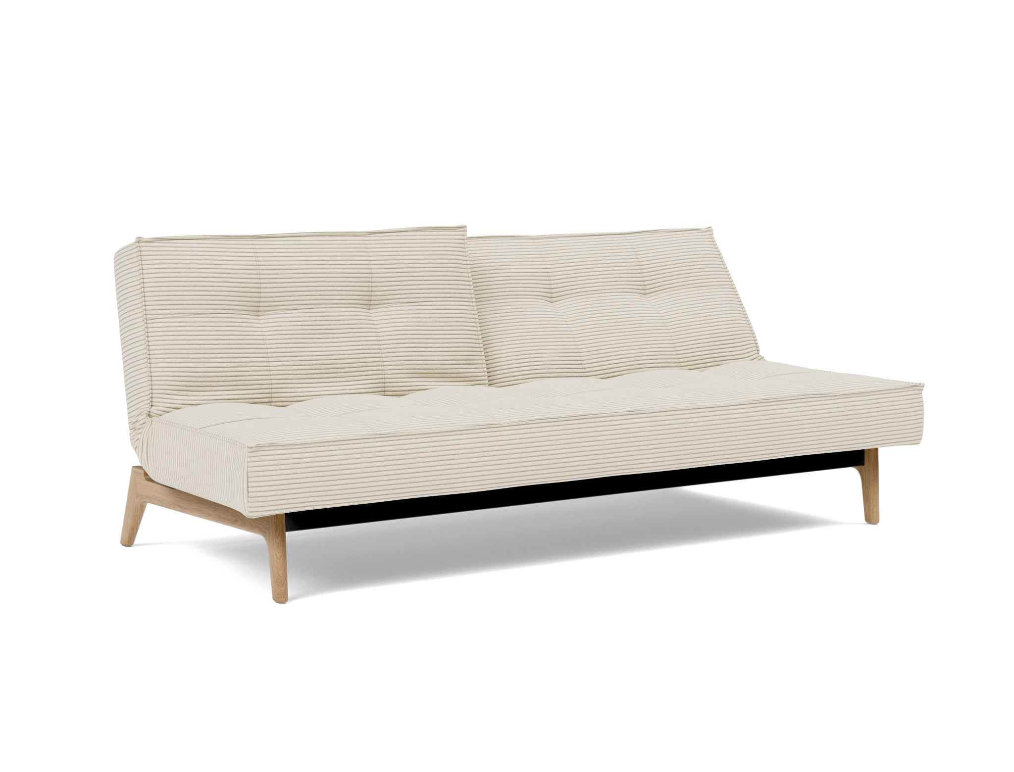 Schlafsofa Splitback Kord Corduroy 594-Ivory Beine Eiche