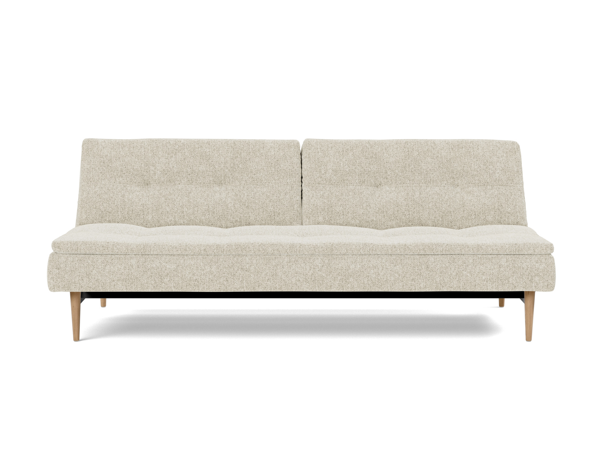 Schlafsofa Dublexo Strukturierter Stoff Taura 357-Off-White Beine Styletto Eiche hell