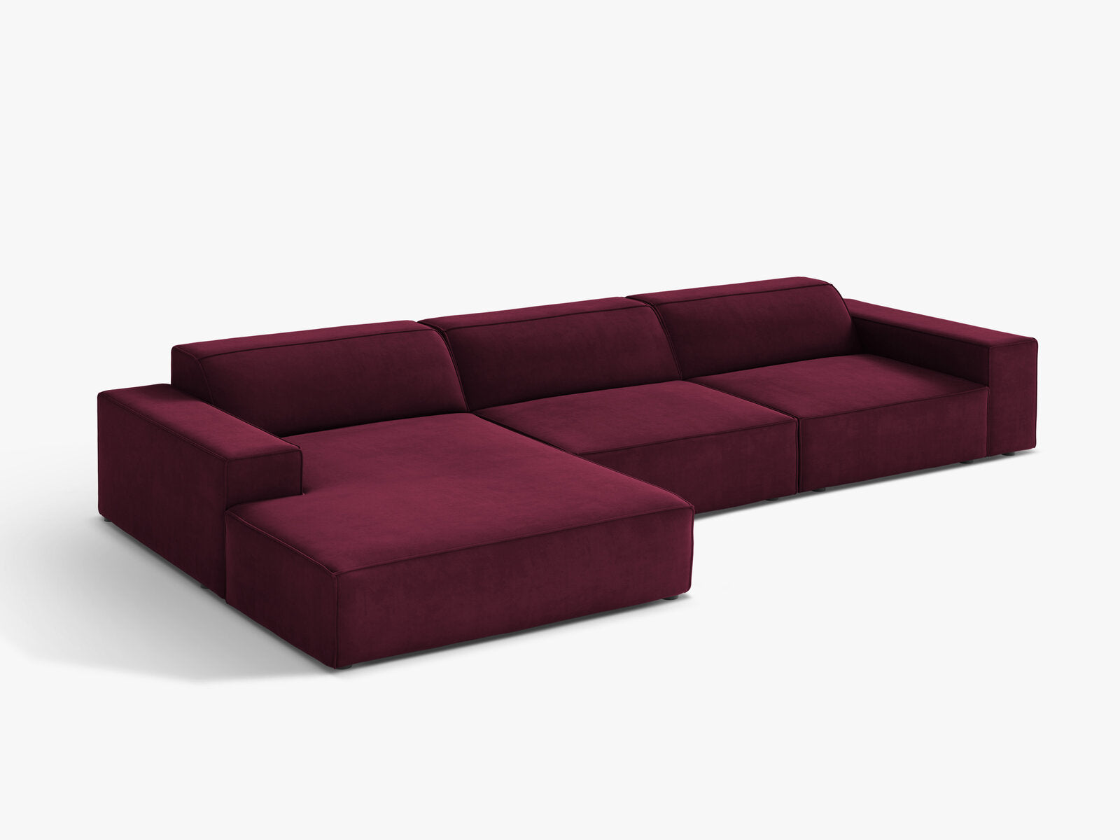 Micadoni Ecksofa Jodie 4-Sitzer Links Samt Venus Burgunder