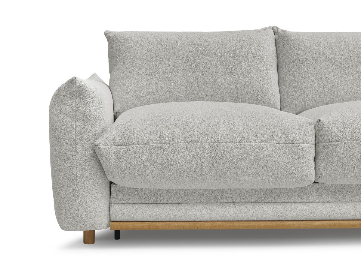 Bobochic Ernest Schlafsofa 3-Sitzer, Liegefläche 190 × 140 / 160 cm Bouclé-Stoff Hellgrau, Liegefläche 140 × 190 cm