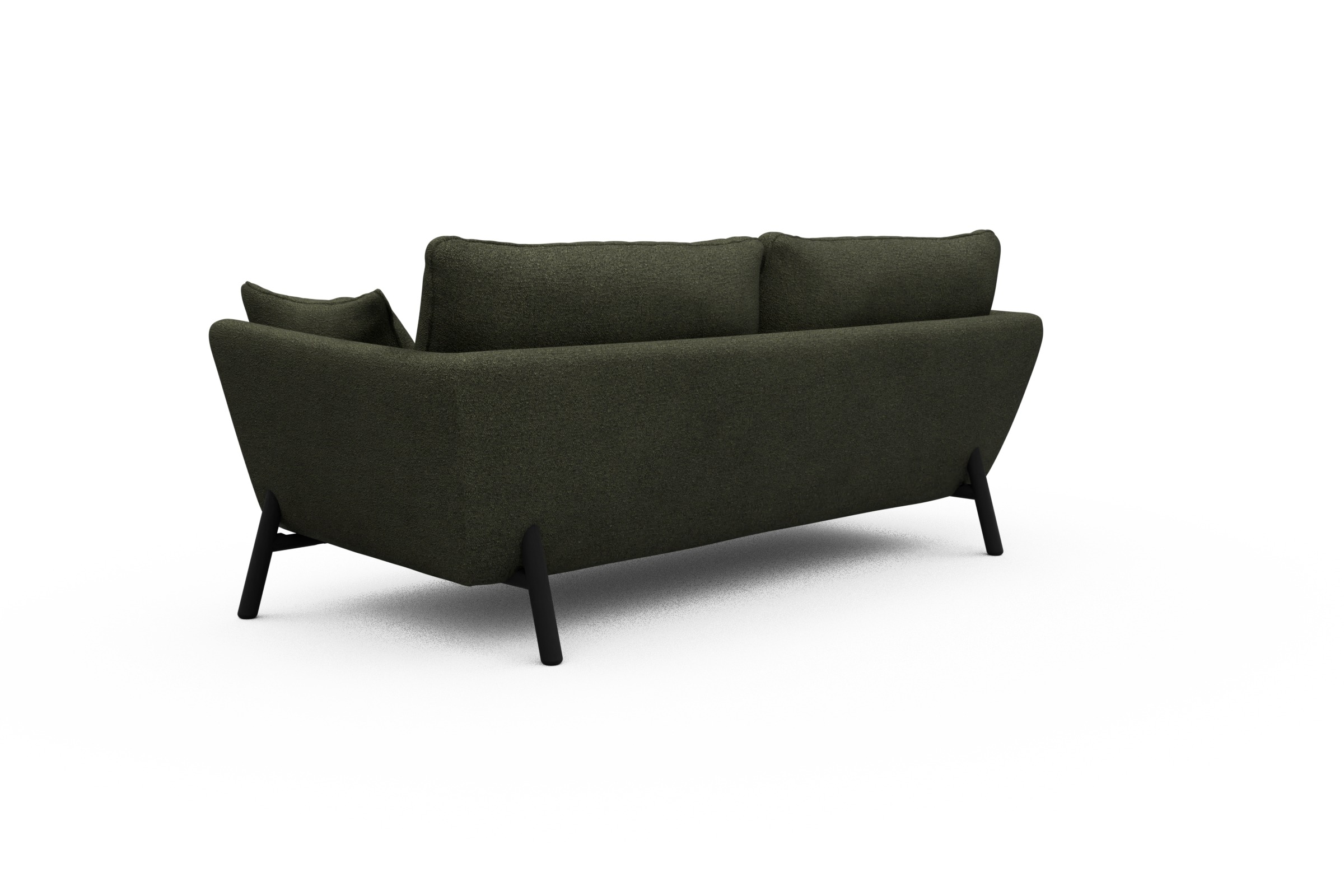 Sofa Emil 3-Sitzer Beinfarbe Eiche Schwarz Boucle-Forest-Green
