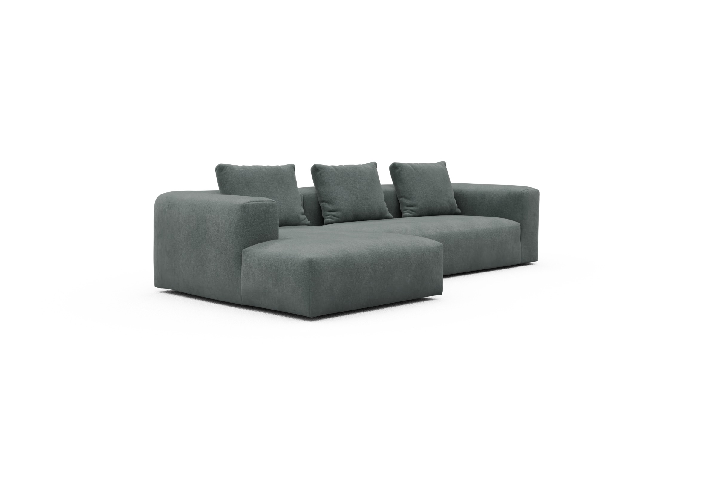Ecksofa Fred Chaiselongue links mit 2,5-Sitzer Smooth-Silver-Grey