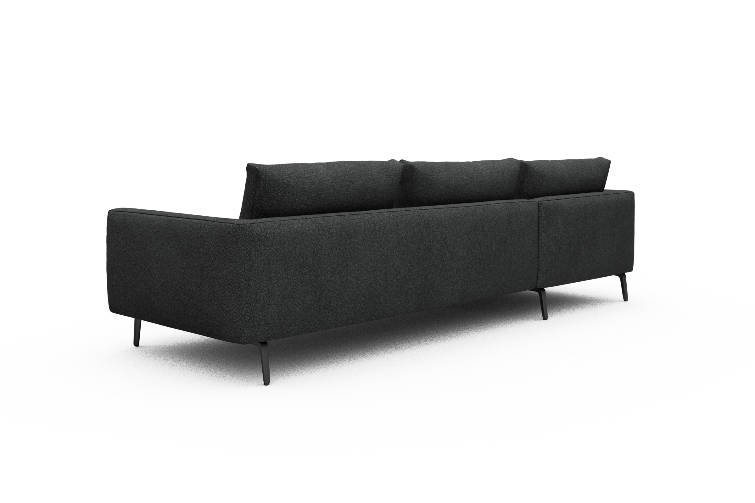Ecksofa Karl Chaiselongue links mit 2,5-Sitzer Boucle-Charcoal