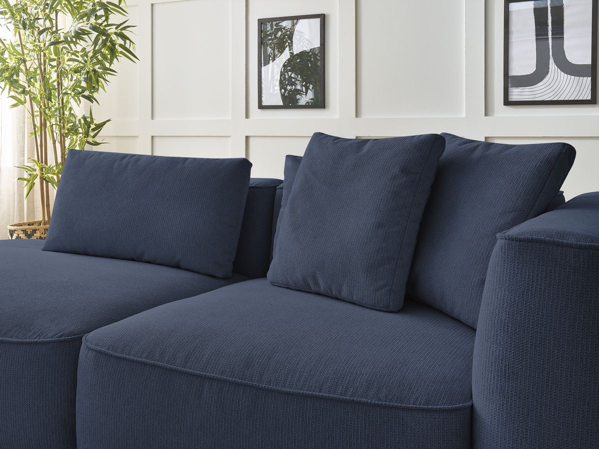 Bobochic Leopold Sofa 3-Sitzer Melange-Stoff Dunkelblau Armlehne rechts