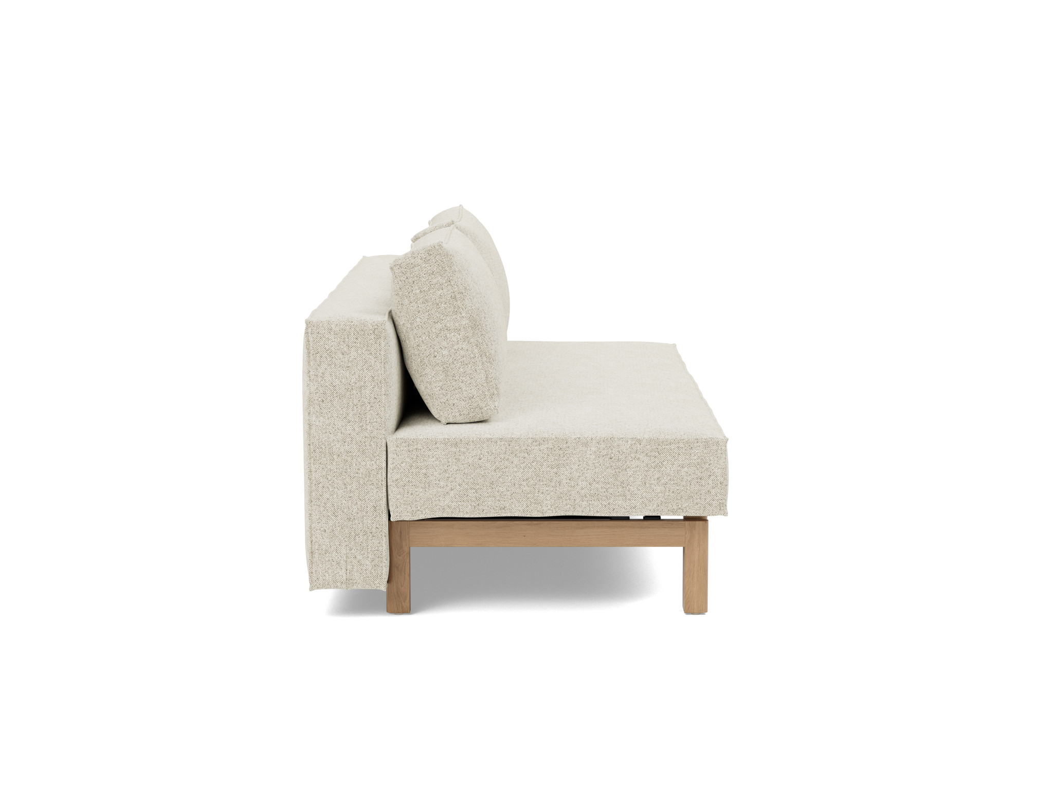Schlafsofa Sly Strukturierter Stoff Taura 357-Off-White Beine Eiche