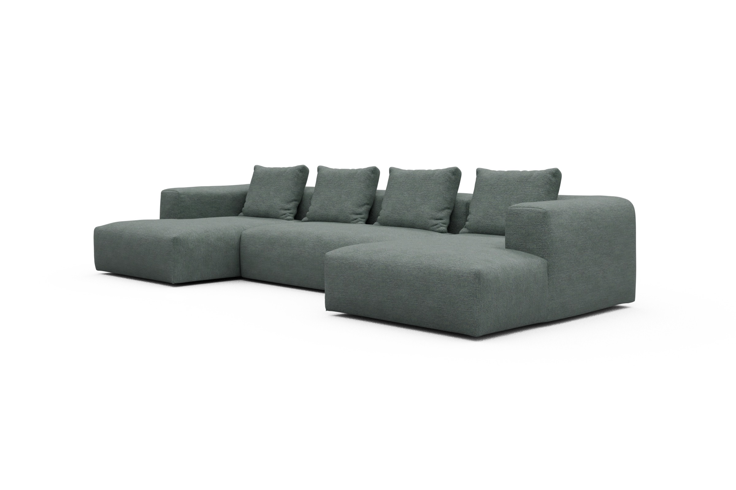 Wohnlandschaft Fred mit 2-Sitzer und Chaiselongue beidseitig Carreno-Ice-Blue