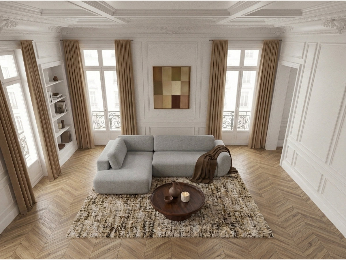 Bobochic Denise Ecksofa mit Schlaffunktion und Bettkasten 256 × 197 cm Strukturstoff Hellgrau Ecke links