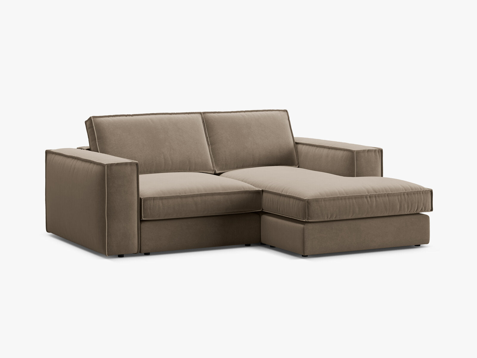 Micadoni modulares Ecksofa Pola 2-Sitzer kleine Version Rechts Samt Salvador Grau Braun