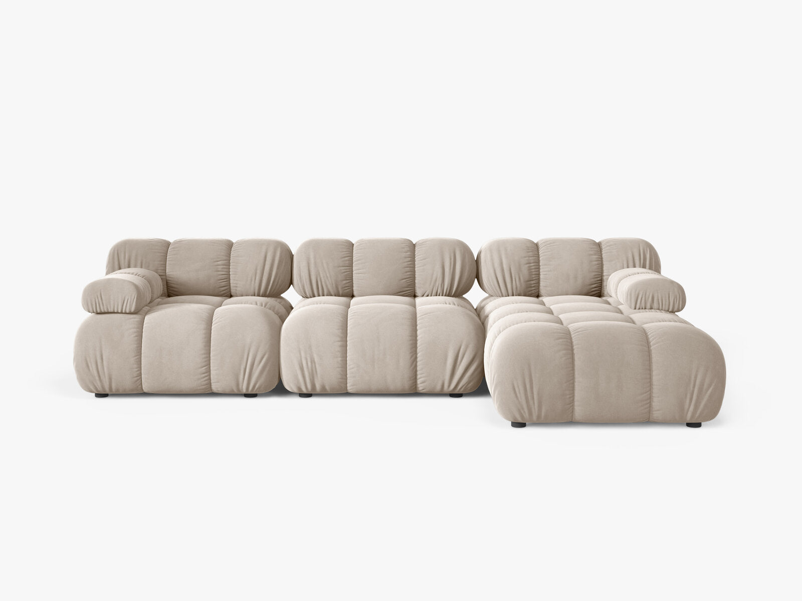 Micadoni Modulares Ecksofa Bellis 4-Sitzer Rechts Samt Bluvel Dunkelbeige