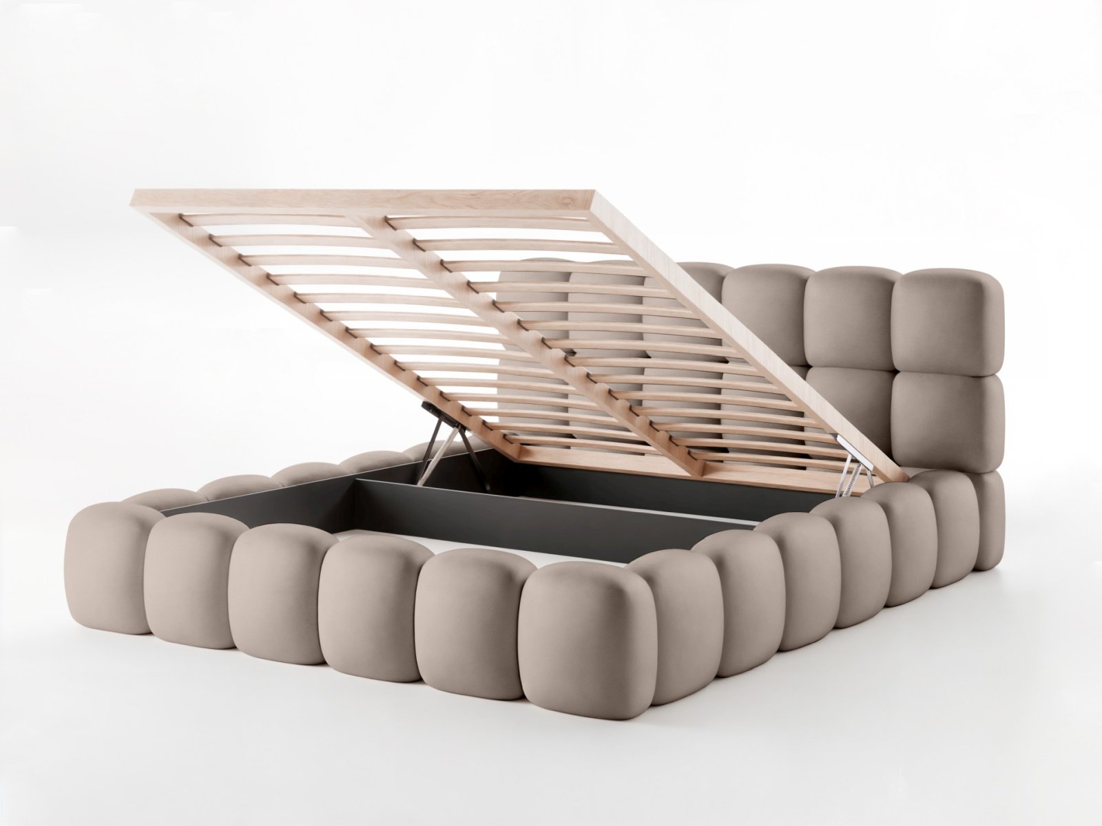 Polsterbett Vento Samtstoff 160x200 mit Holzrahmen Piano 04 Cappuccino