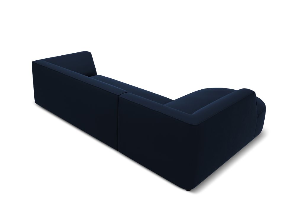 Cosmopolitan Design Ecksofa Siena 4-Sitzer abgerundet Samt Salvador Königsblau Links