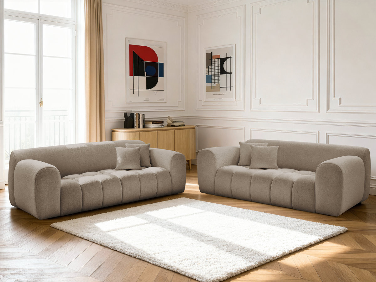 Bobochic Melisse Sofa 5-Sitzer Melange-Stoff Taupe