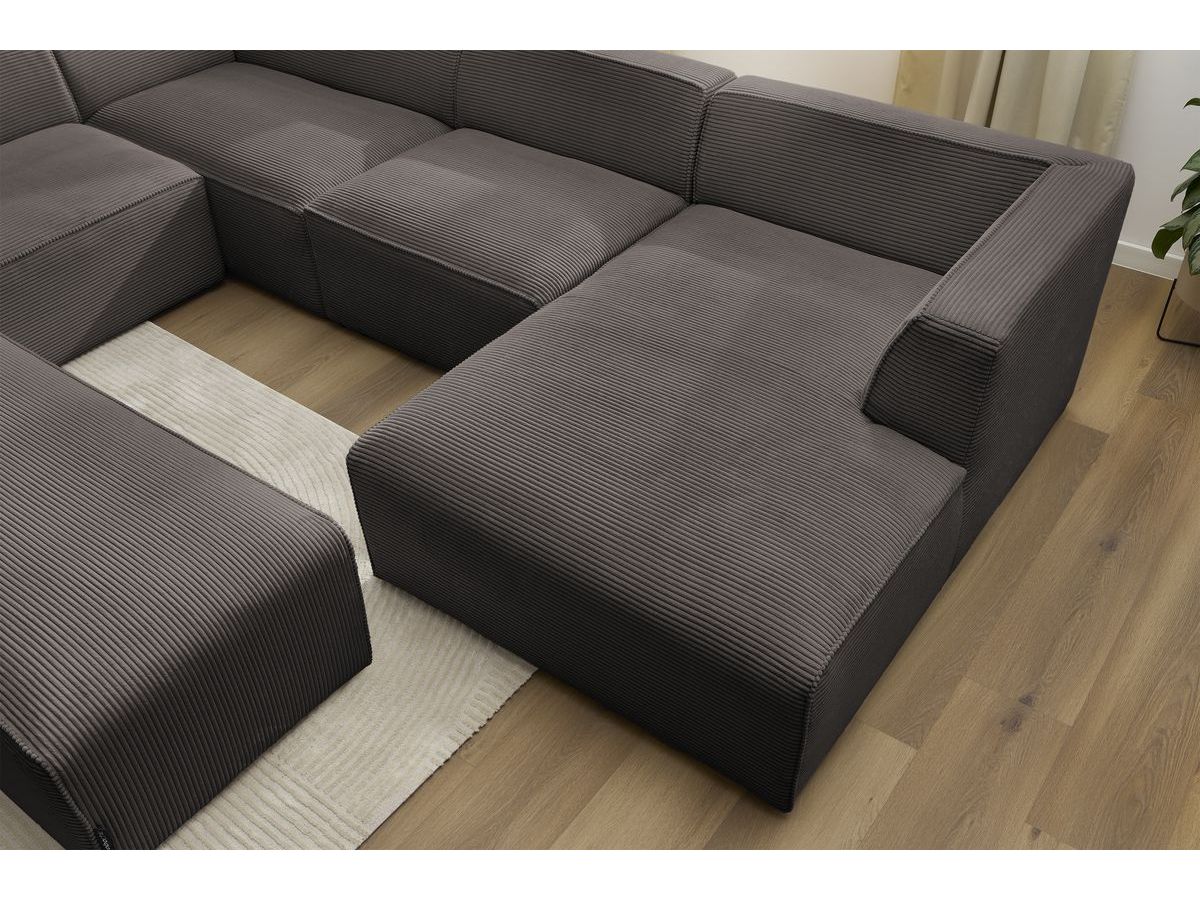 Bobochic Megeve Wohnlandschaft mit Pouf Cordsamt Braun Ecke rechts