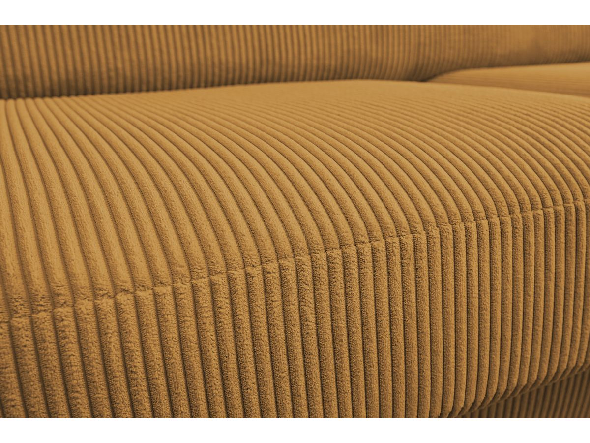 Bobochic Monaco Ecksofa mit Schlaffunktion und Bettkasten Cordsamt Gelb, Liegefläche 140 × 190 cm