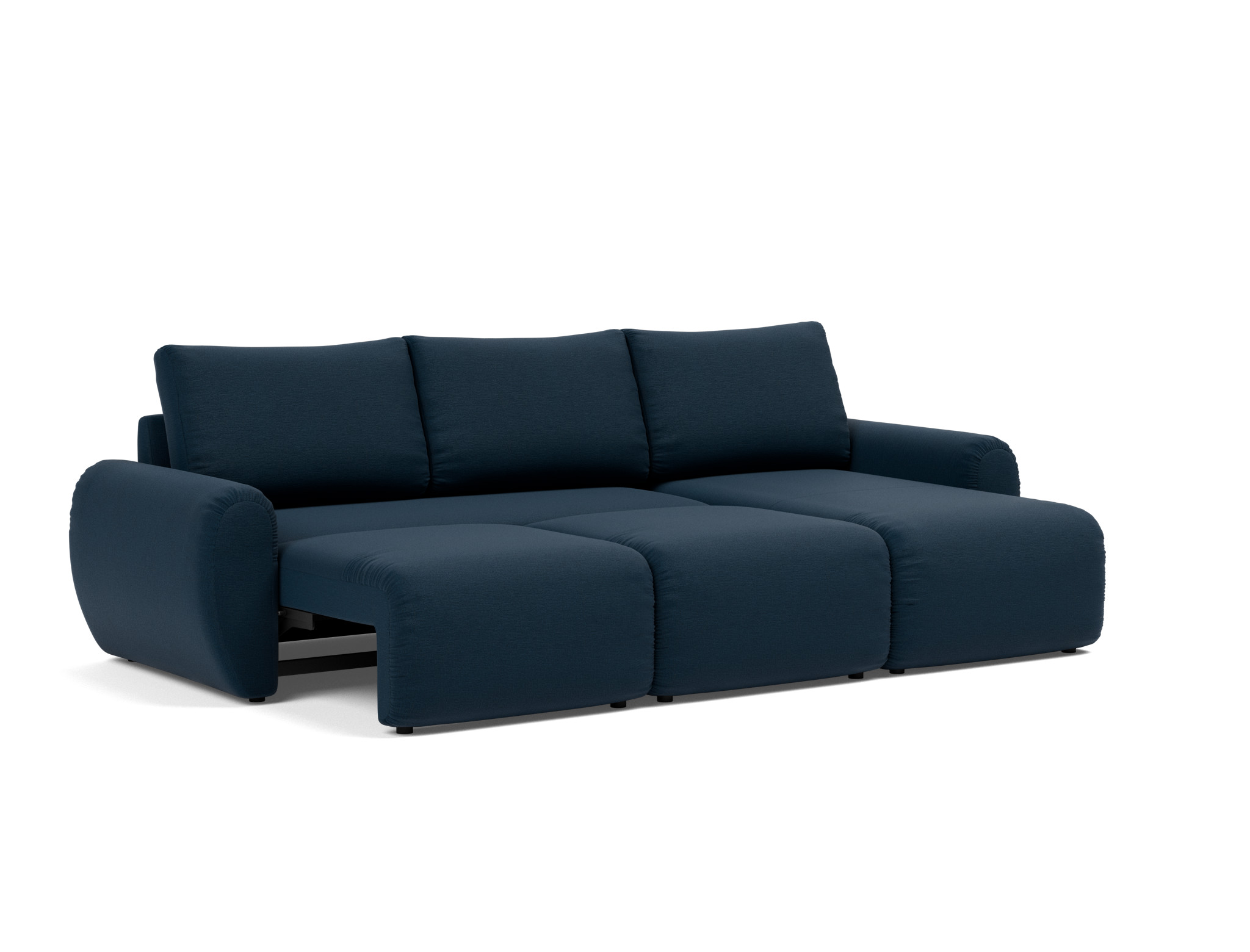 Schlafsofa Norum mit Chaiselongue und Curve-Armlehnen Flachgewebe Mixed Dance 528-Blue