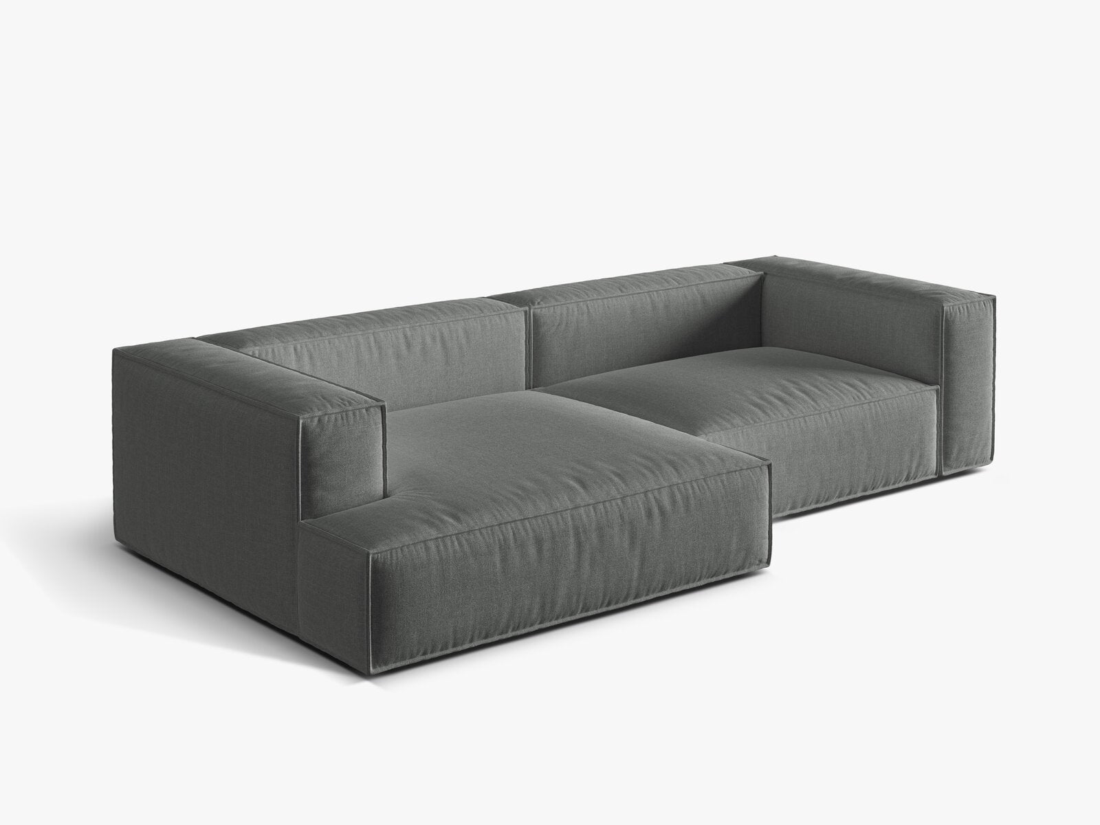 Micadoni Ecksofa Nuria 4-Sitzer Links Strukturierter Stoff Grau