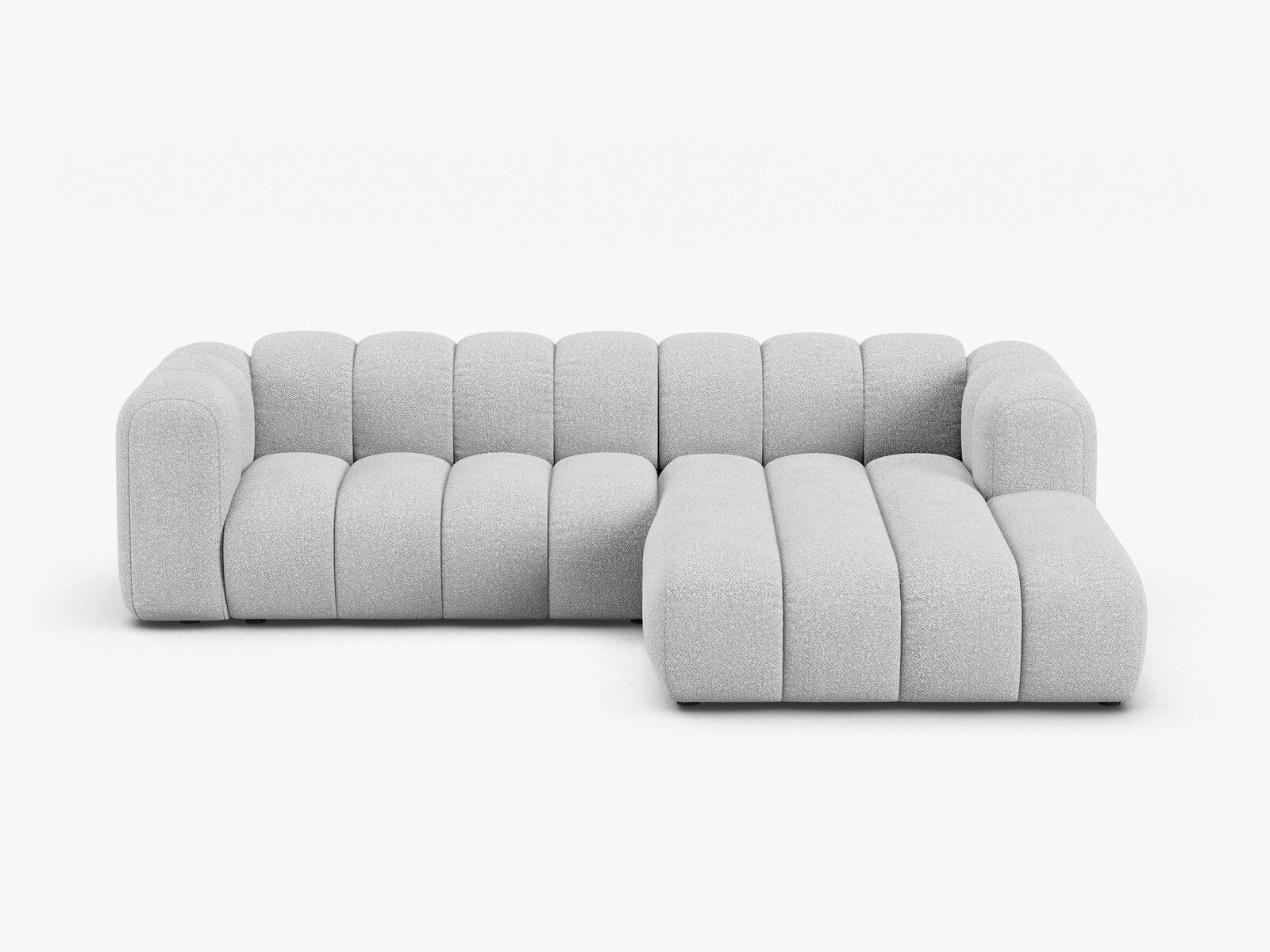 Micadoni Modulares Ecksofa Lupine 4-Sitzer mittelgroß Rechts Boucle Baloo Hellgrau