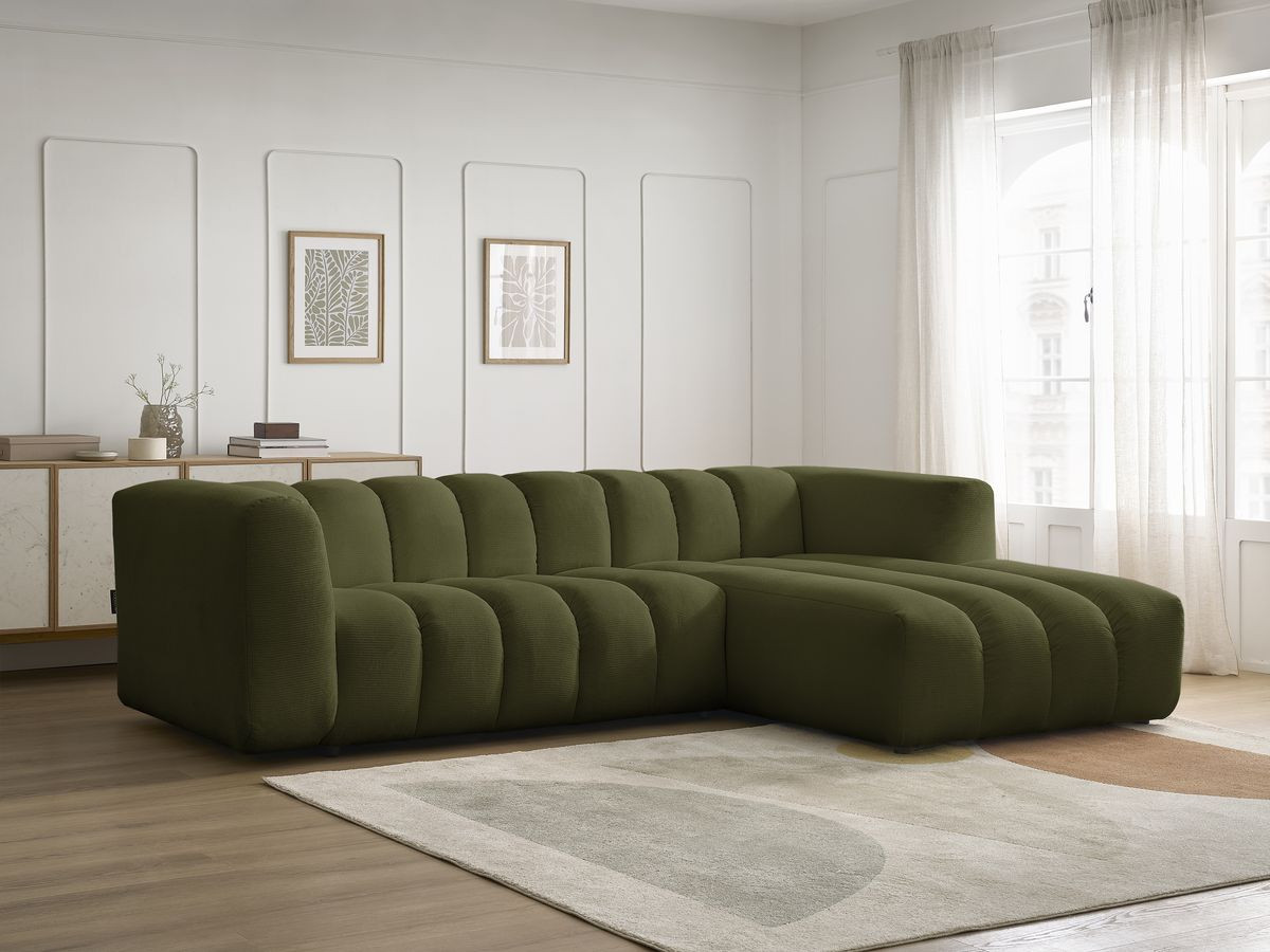 Bobochic Talia Ecksofa Melange-Stoff Grün Ecke rechts