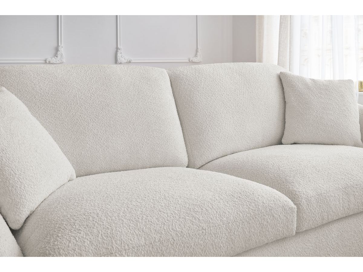 Bobochic Cezanne Schlafsofa 3-Sitzer Bouclé-Stoff Weiß, Liegefläche 160 × 194 cm