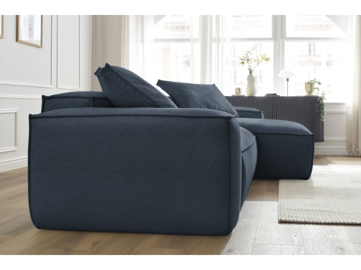 Bobochic Boheme Ecksofa, 2 Kissen Melange-Stoff Dunkelblau