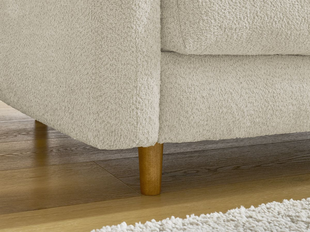 Bobochic Cocoone Schlafsofa 3-Sitzer Bouclé-Stoff Beige, Liegefläche 140 × 200 cm