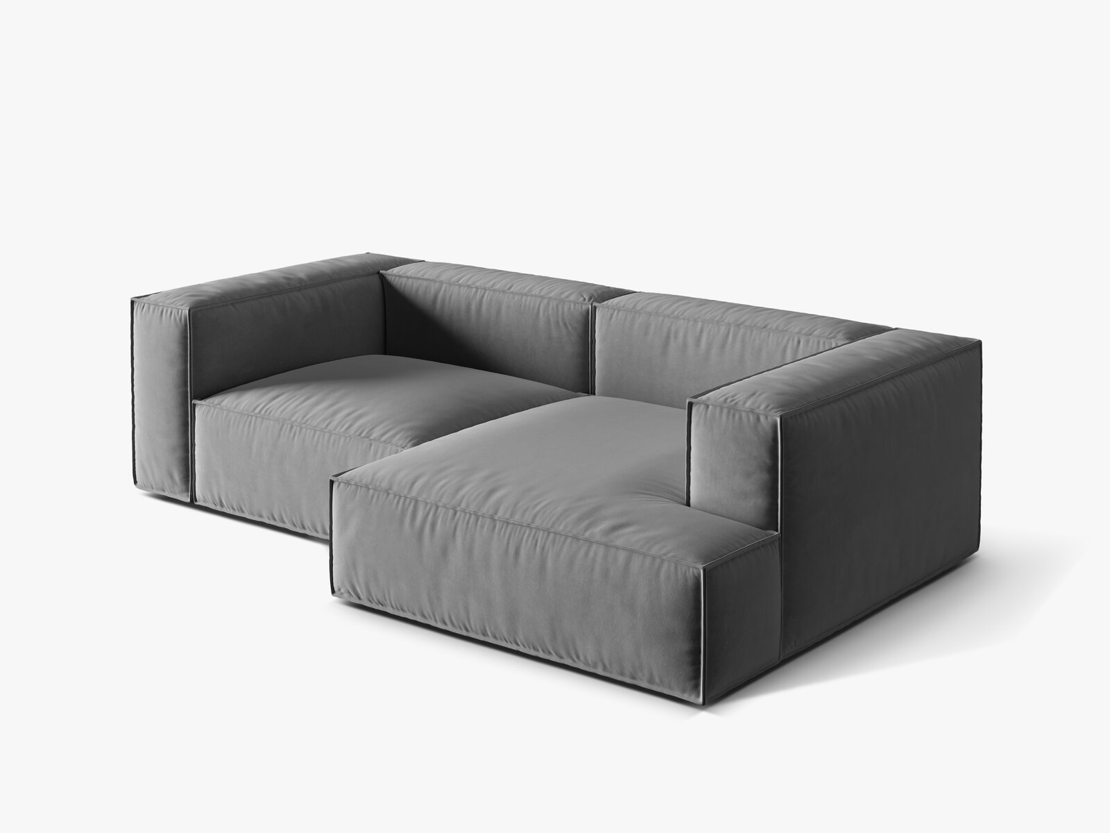 Micadoni Ecksofa Nuria 3-Sitzer Rechts Samt Grau