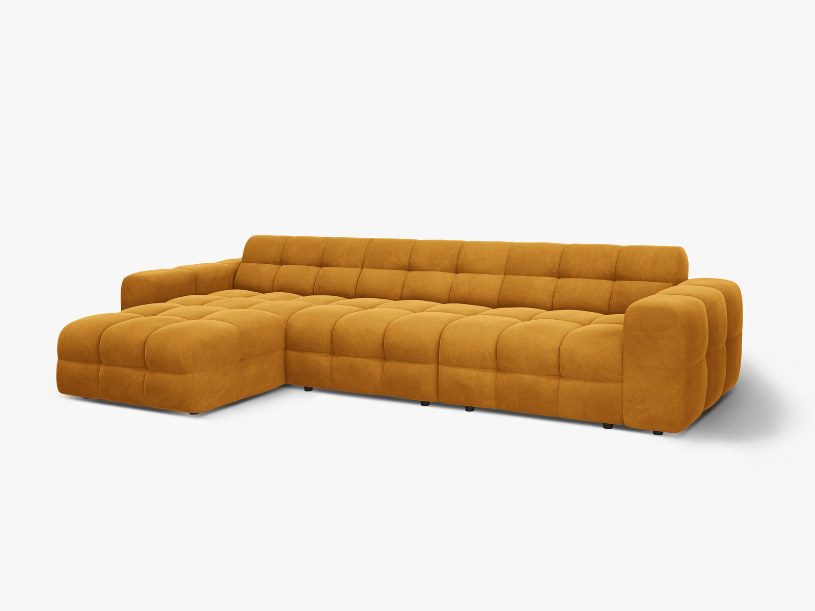 Micadoni Ecksofa Kendal 5-Sitzer Links Samt Senf