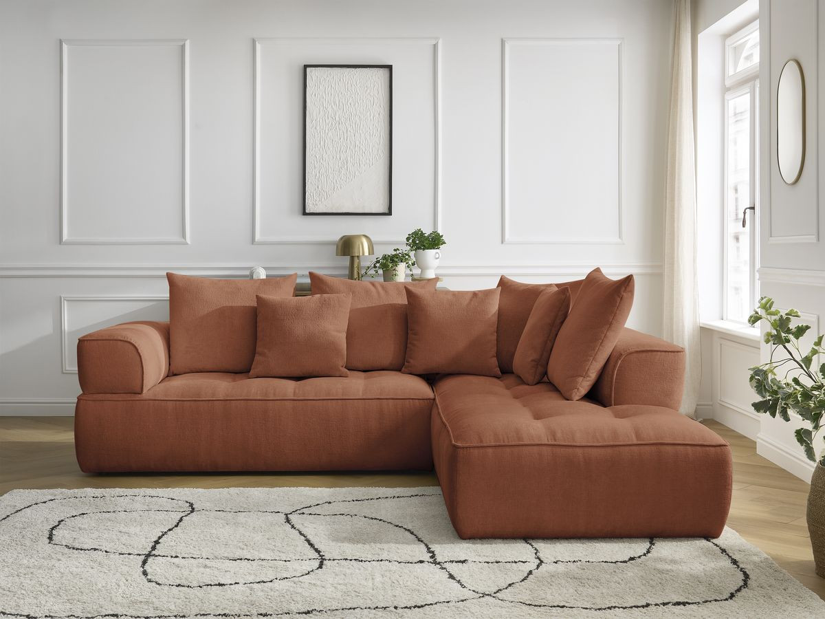 Bobochic Whesley Ecksofa Stoff Orange Ecke rechts