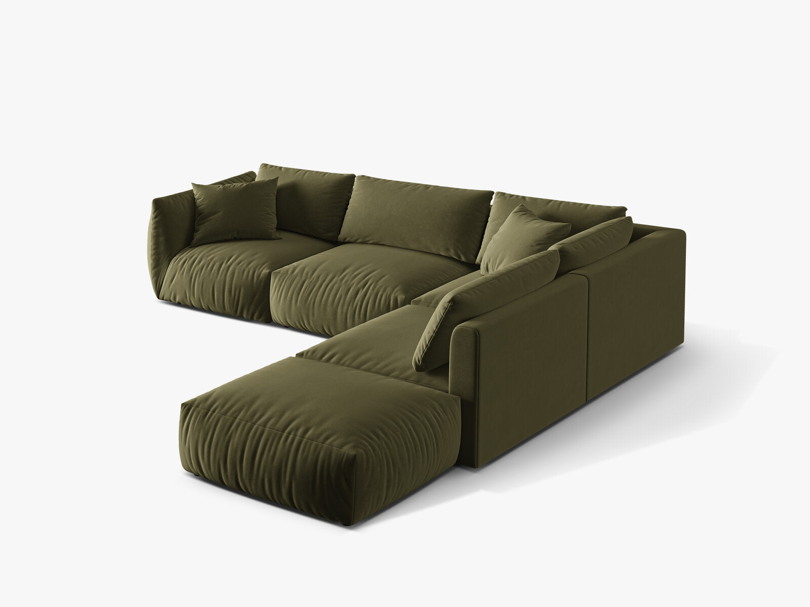 Micadoni Modulares Ecksofa Chris 4-Sitzer Rechts Samt Hellgrün