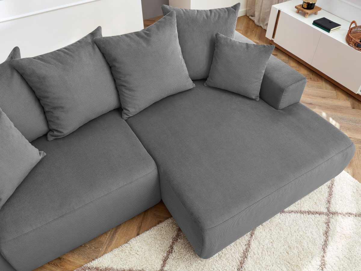Bobochic Enjoy Ecksofa Cordsamt Dunkelgrau Ecke rechts