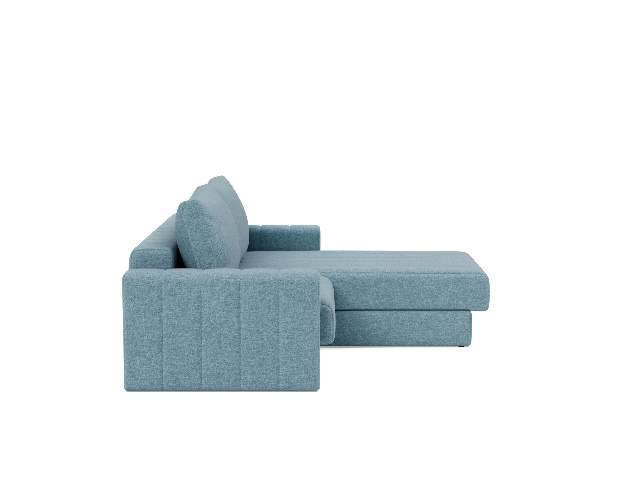 Schlafsofa Akello mit Chaiselongue und Armlehnen Flachgewebe Mixed Dance 525-Light-Blue