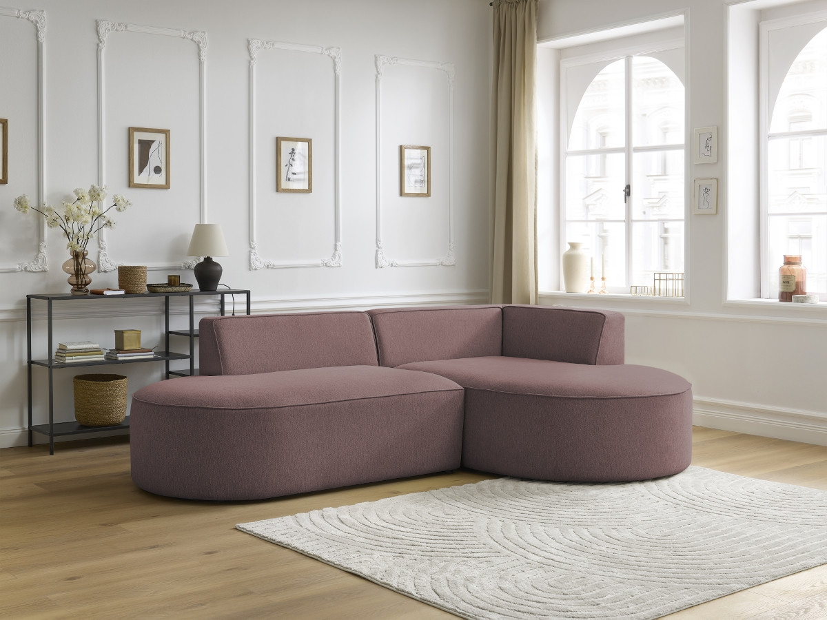Bobochic Rousseau Ecksofa Melange-Stoff Rosa Ecke rechts