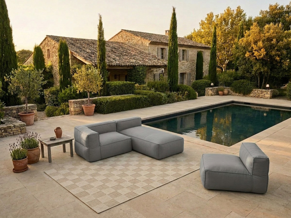 Bobochic Giulia Gartensofa 3-Sitzer 240 × 170 cm Stoff Dunkelgrau
