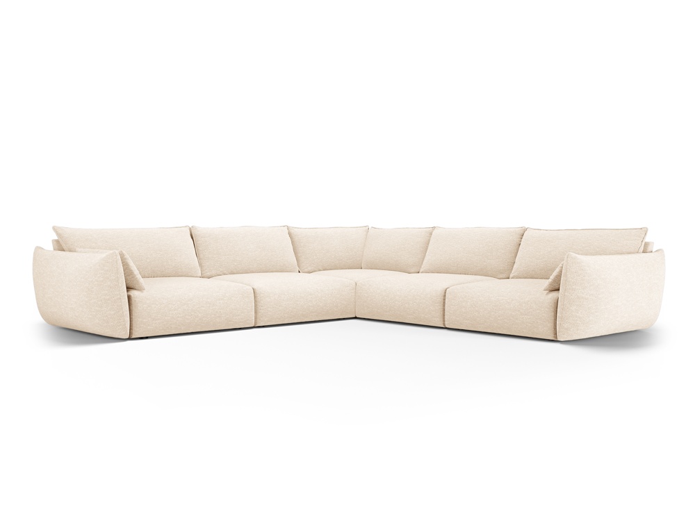 Cosmopolitan Design Symmetrisches Ecksofa Matera 7-Sitzer Chenille Eden Helles Beige