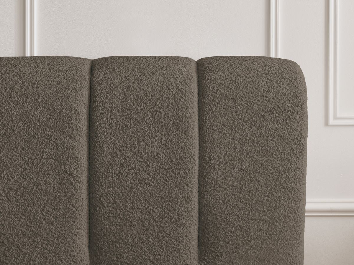 Bobochic Denali Polsterbett mit Bettkasten Bouclé-Stoff Braun, Liegefläche 140 × 190 cm