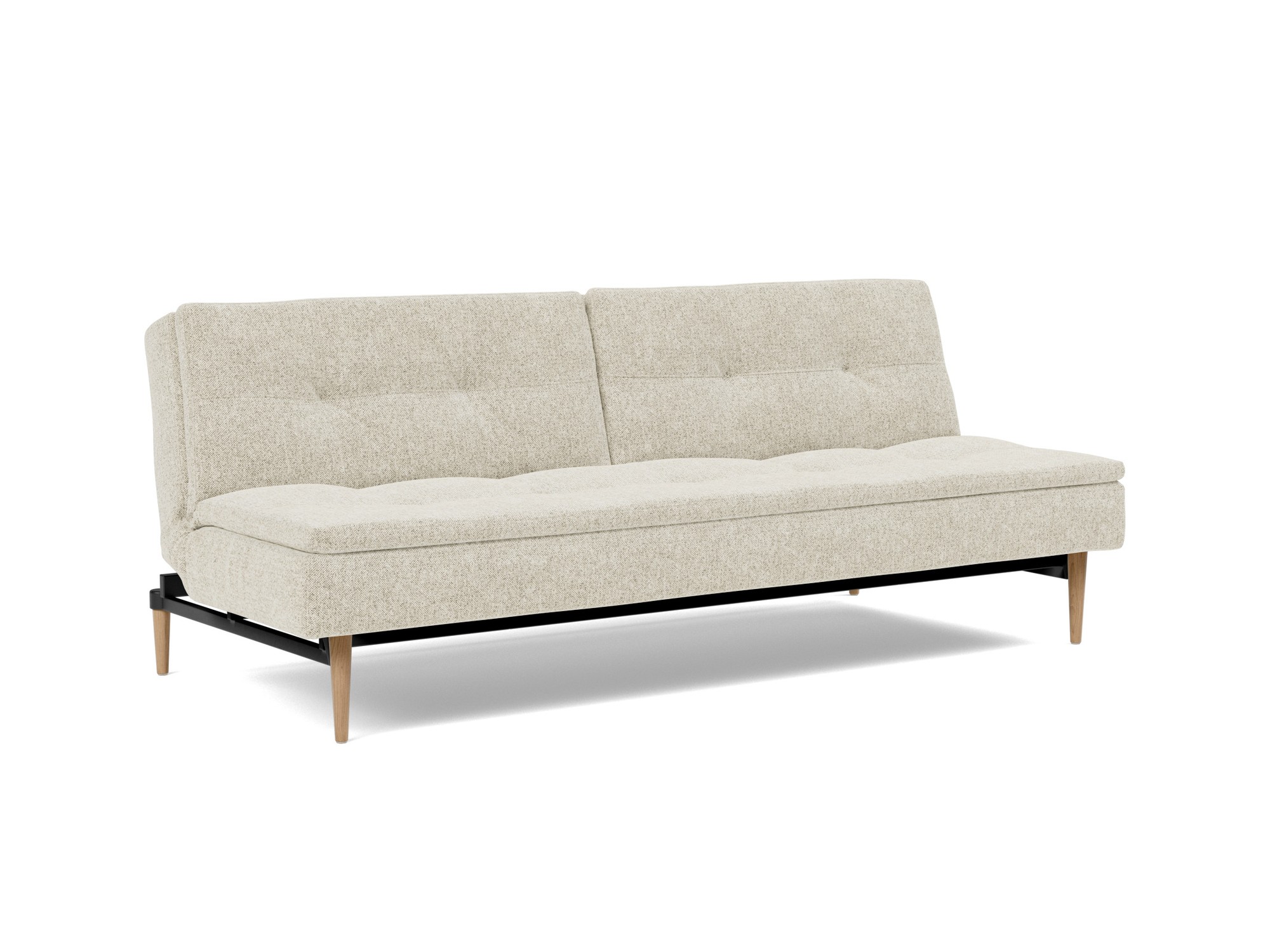 Schlafsofa Dublexo Strukturierter Stoff Taura 357-Off-White Beine Styletto Eiche hell