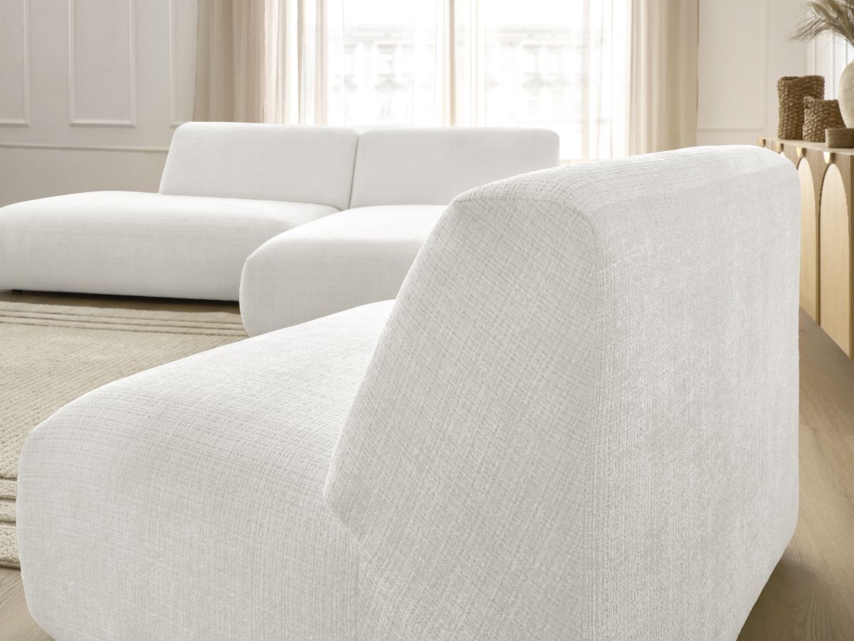 Bobochic Sirius Ecksofa 405 × 170 cm Strukturstoff Weiß Ecke rechts