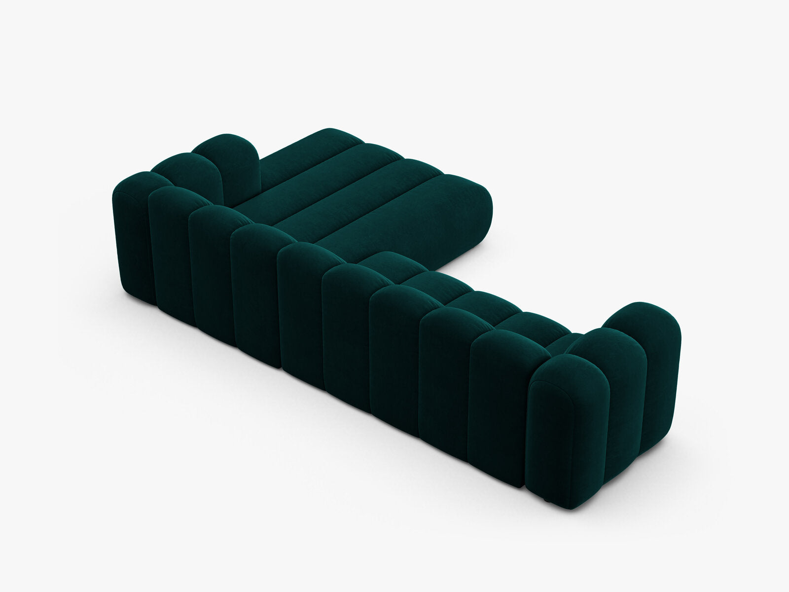 Micadoni Modulares Ecksofa Lupine 4-Sitzer Rechts Samt Venus Dunkel Petrol