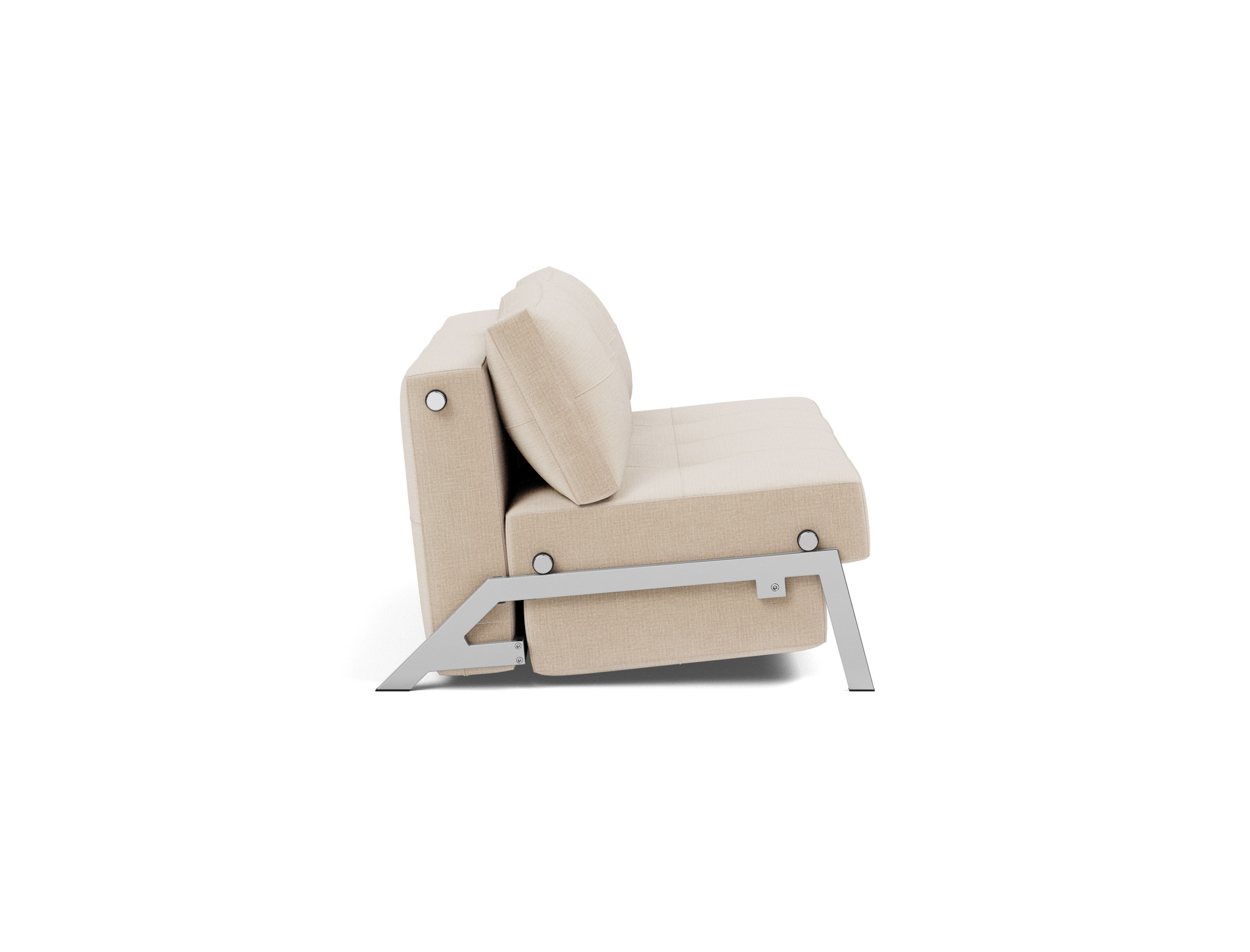 Schlafsofa Cubed 160 Chenille Esina 410-Almond-Beige Beine Chrom