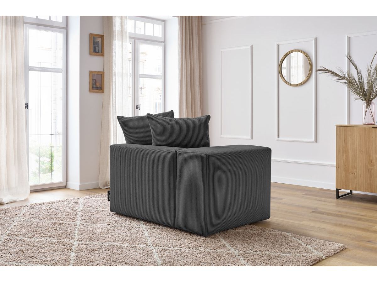 Bobochic Voltaire Sofamodul 1-Sitzer 130 × 100 cm Cordsamt Dunkelgrau Ecke links