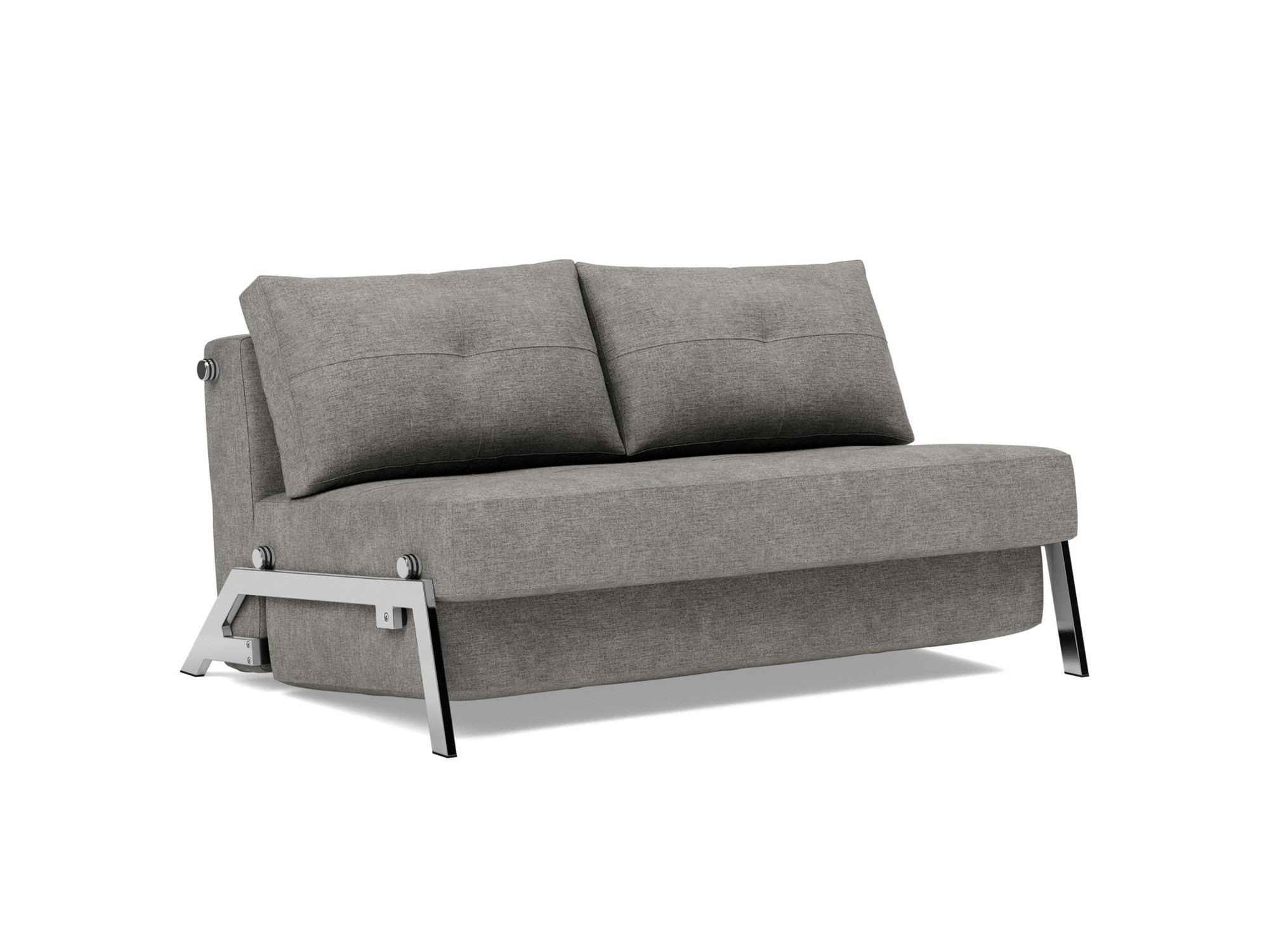 Schlafsofa Cubed 140 Flachgewebe Avella 282-Warm-Grey Beine Chrom