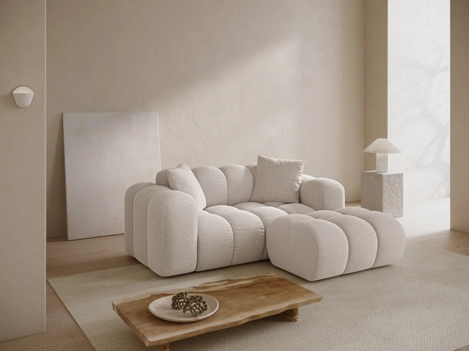 Cosmopolitan Design Pouf Treno Chenille Eden Helles Beige