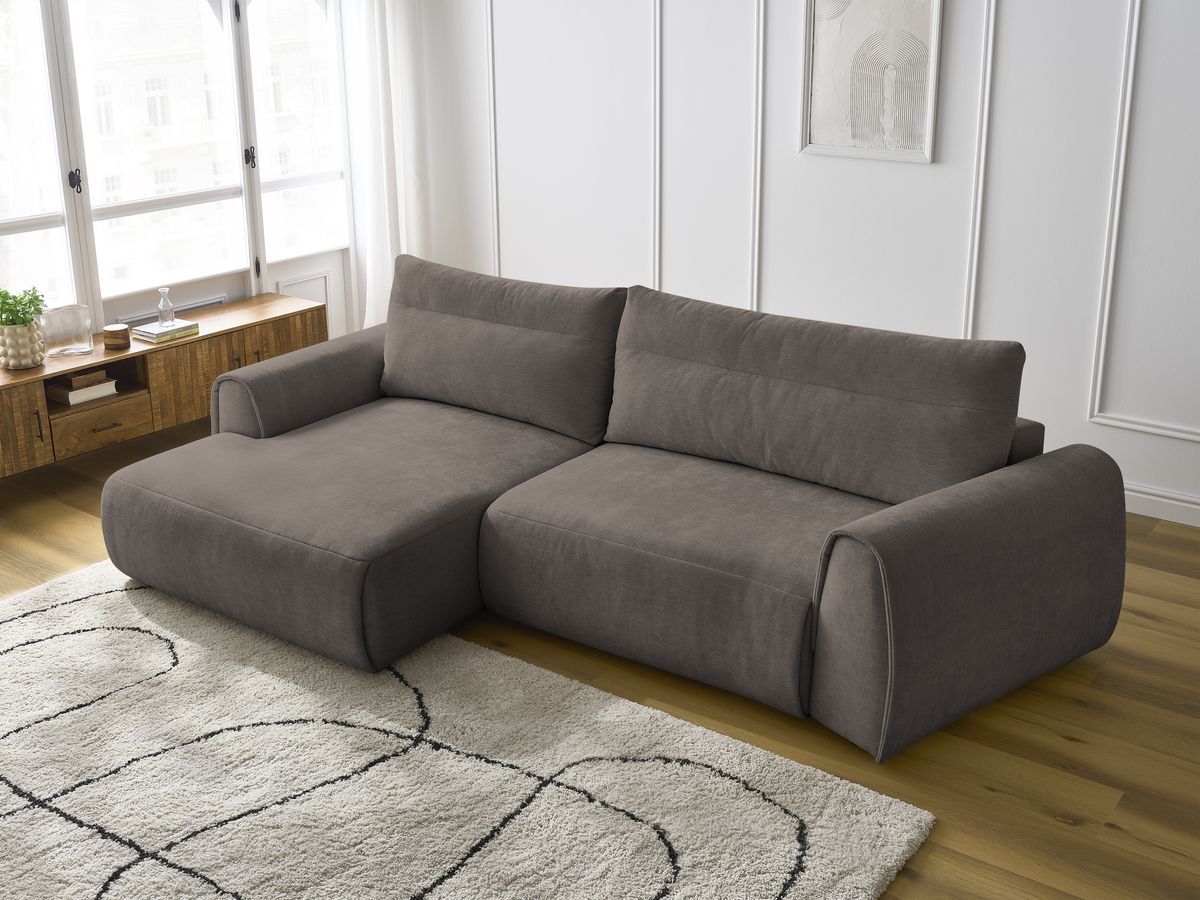 Bobochic Aden Ecksofa 293 × 152 cm Stoff Taupe Ecke links