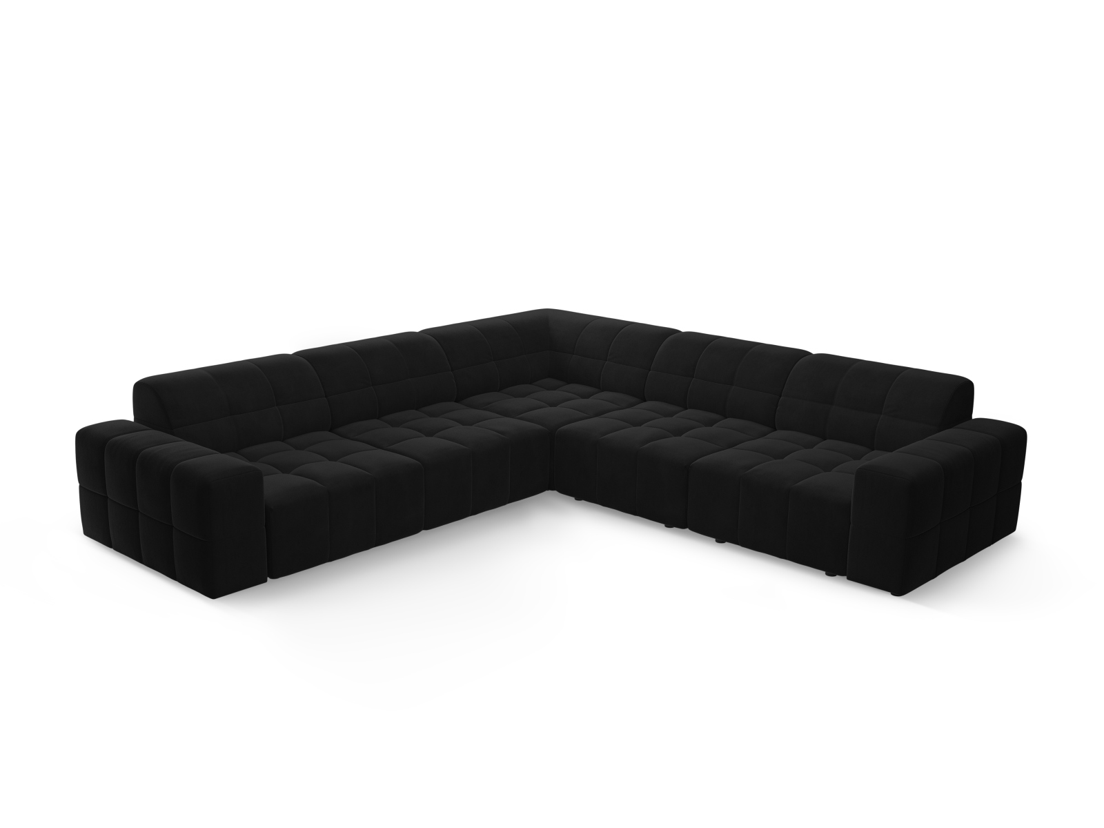 Cosmopolitan Design Symmetrisches Ecksofa Chicago 4-Sitzer Samt Bluvel Schwarz
