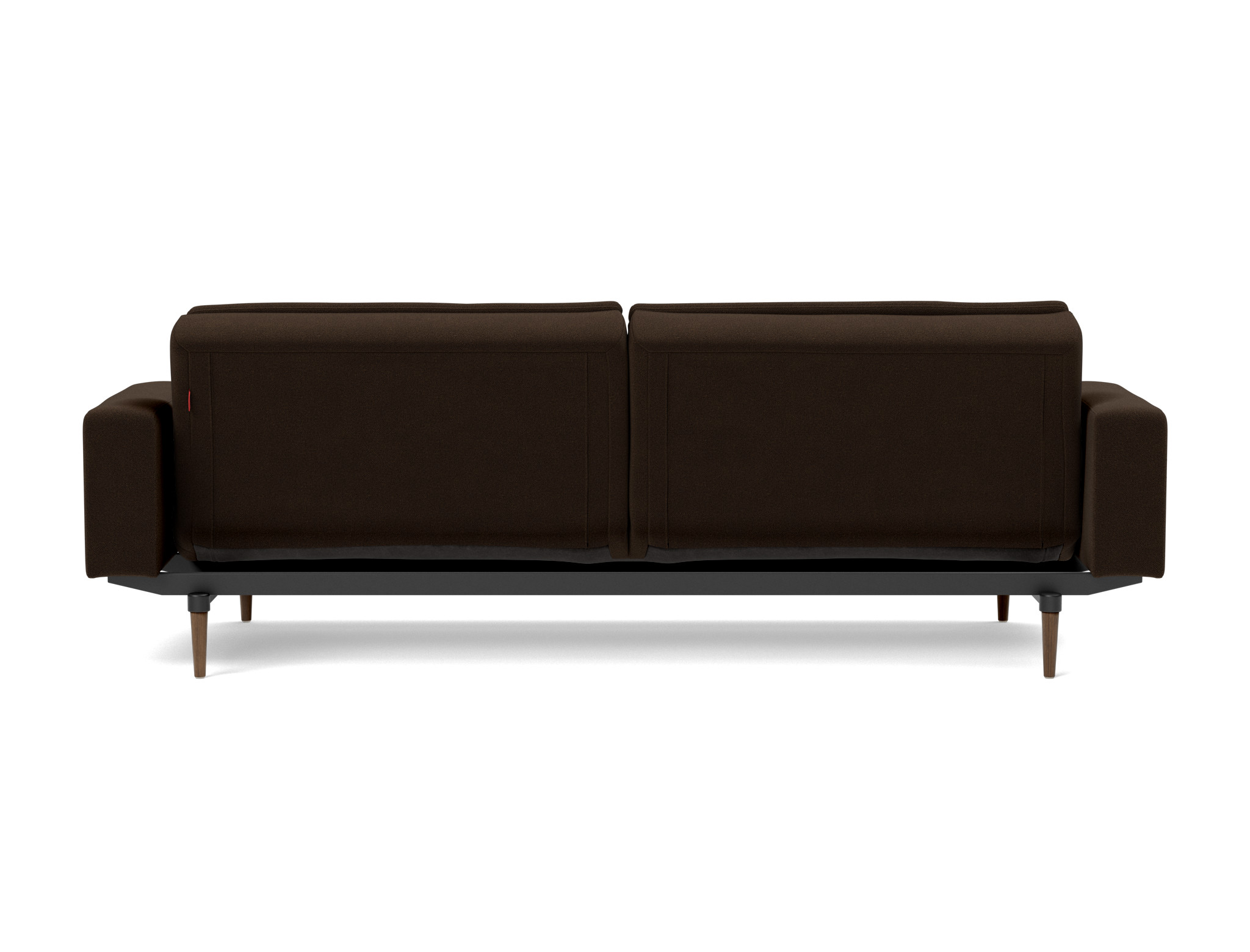 Schlafsofa Dublexo mit Armlehnen Strukturierter Stoff Taura 358-Chocco Beine Styletto Eiche dunkel