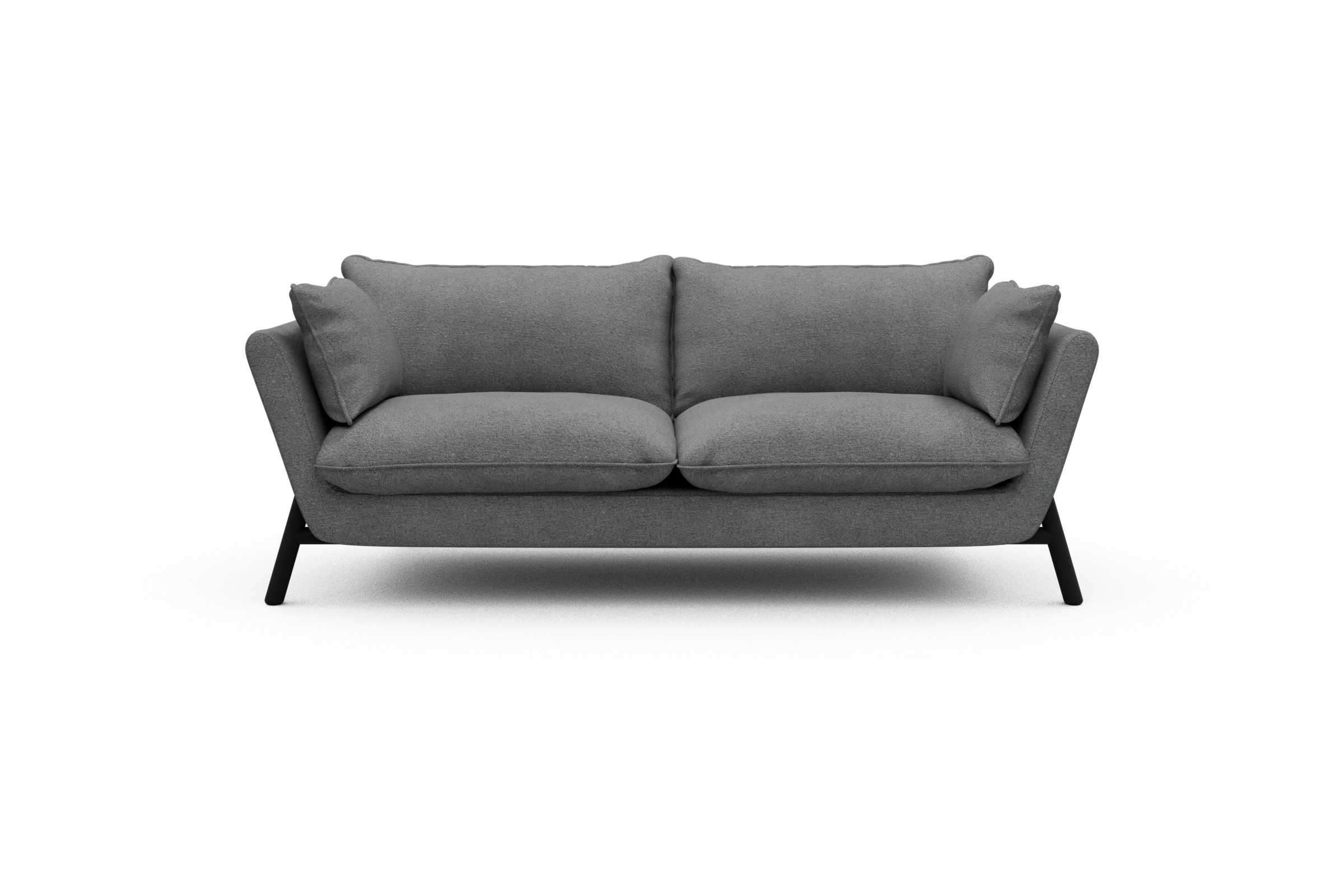 Skandi Home Sofa Emil PREMIUM 2-Sitzer Beinfarbe Eiche Schwarz Boucle-Ash-Grey moebelfaktor